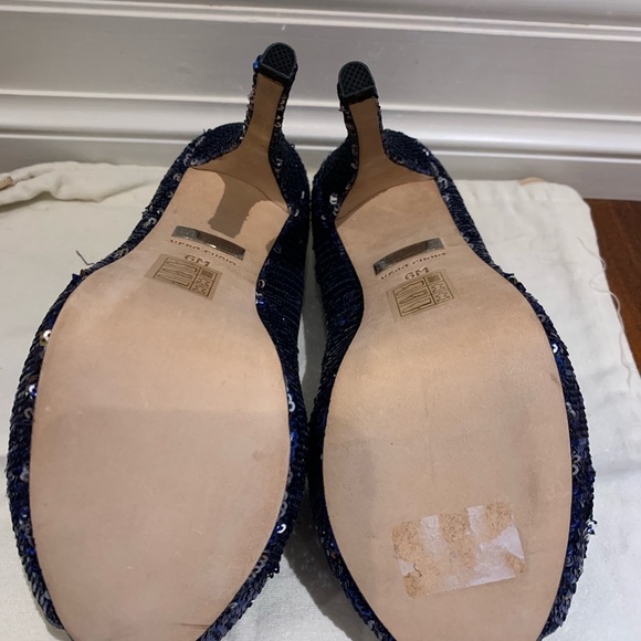 NWT Badgley Mischka blue sequence open toe pump 36.5 - Picture 6 of 6